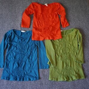 Moa Moa Tunic Top Dress Lot of 3 Embroidery Long Sleeve Womens‎ Onesize
